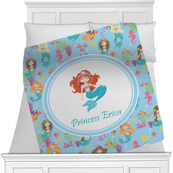 Custom Mermaids Minky Blanket - Toddler / Throw - 60"x50" - Single Sided (Personalized)