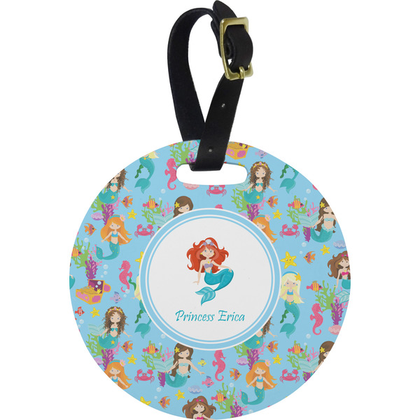 Custom Mermaids Plastic Luggage Tag - Round (Personalized)