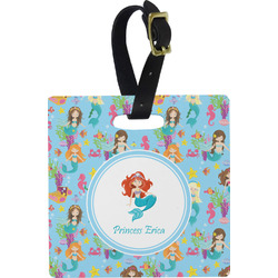 Mermaids Plastic Luggage Tag - Square w/ Name or Text