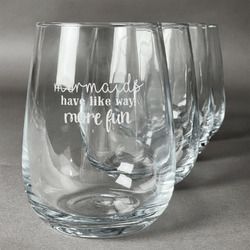 Mermaids Stemless Wine Glasses (Set of 4)