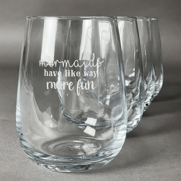 Custom Mermaids Stemless Wine Glasses (Set of 4)