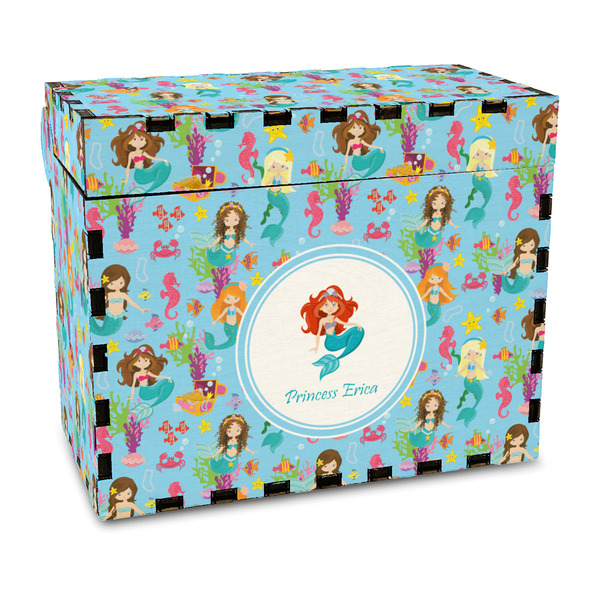 Custom Mermaids Wood Recipe Box - Full Color Print (Personalized)