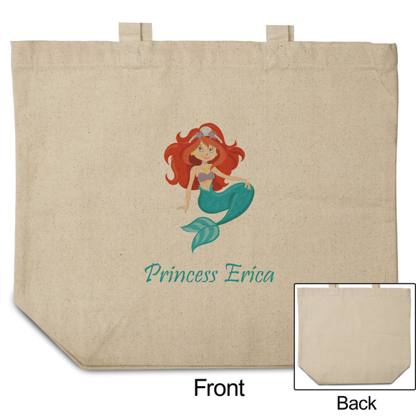 Mermaids Reusable Cotton Grocery Bag - Front & Back View