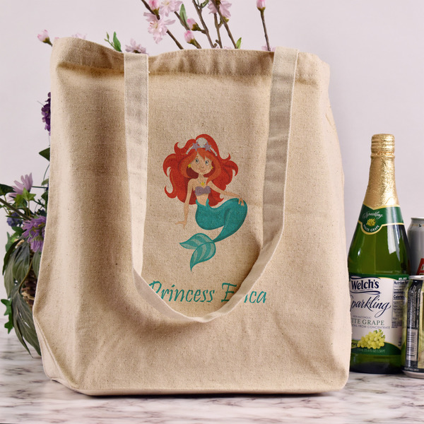 Mermaids Reusable Cotton Grocery Bag - In Context