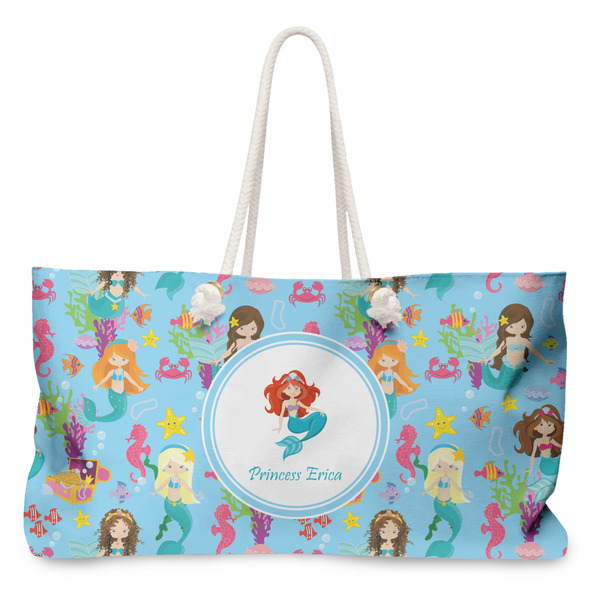 Custom Mermaids Large Tote Bag with Rope Handles (Personalized)