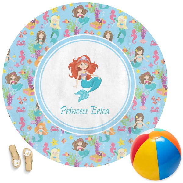 Custom Mermaids Round Beach Towel (Personalized)