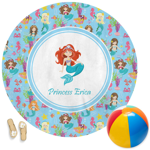 Custom Mermaids Round Beach Towel (Personalized)