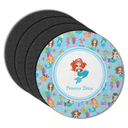 Mermaids Round Rubber Backed Coasters - Set of 4 (Personalized)