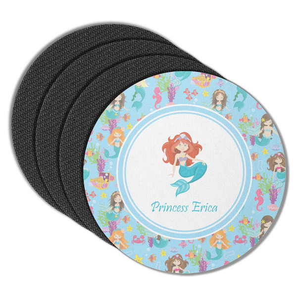 Custom Mermaids Round Rubber Backed Coasters - Set of 4 (Personalized)