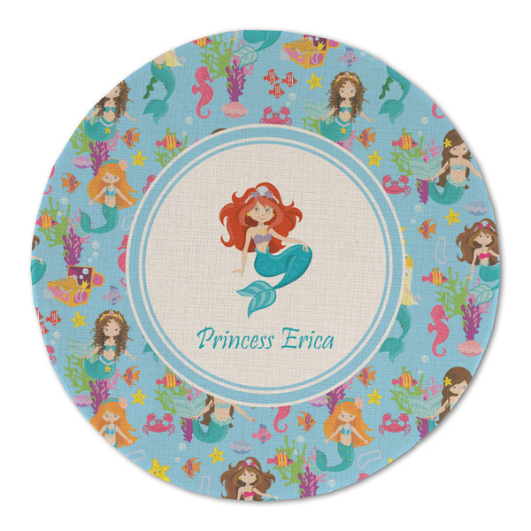Custom Mermaids Round Linen Placemat - Single Sided (Personalized)