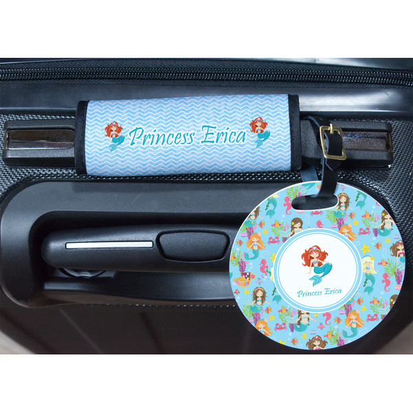 Mermaids Round Luggage Tag & Handle Wrap - In Context