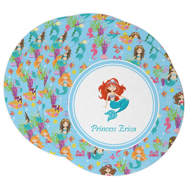 Custom Mermaids Round Paper Coasters w/ Name or Text