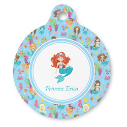 Mermaids Round Pet ID Tag - Large (Personalized)