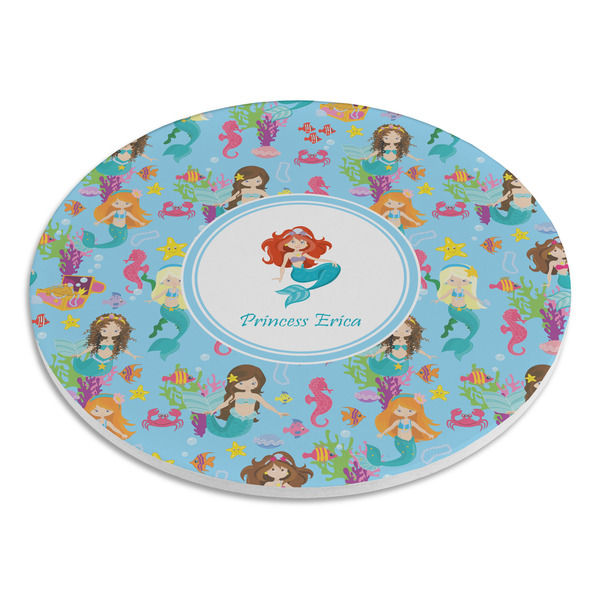 Mermaids Round Stone Trivet - Angle View