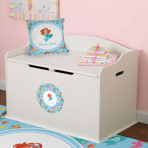 Mermaids Round Wall Decal on Toy Chest