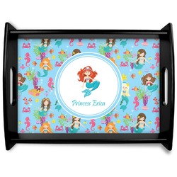 Mermaids Black Wooden Tray - Large (Personalized)