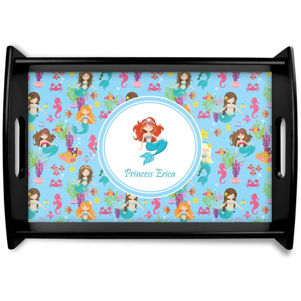 Custom Mermaids Black Wooden Tray - Small (Personalized)