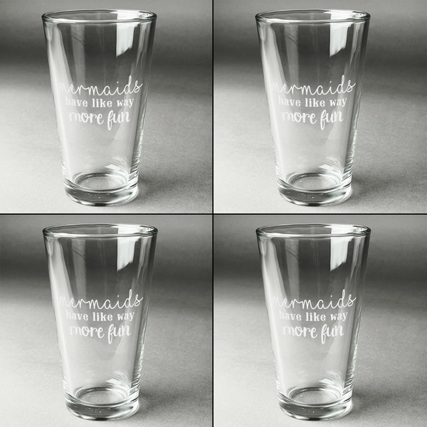 Mermaids Set of Four Engraved Beer Glasses - Individual View