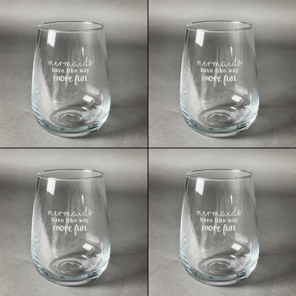Mermaids Set of Four Personalized Stemless Wineglasses (Approval)