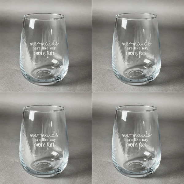 Mermaids Set of Four Personalized Stemless Wineglasses (Approval)