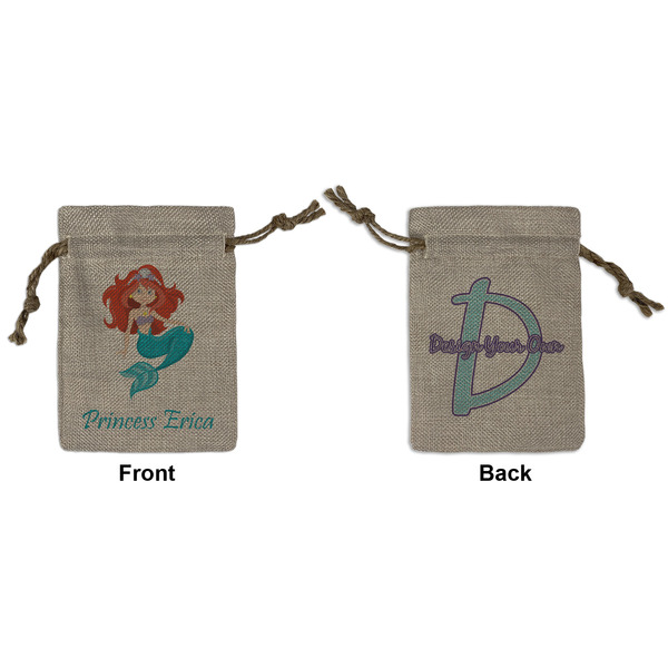Custom Mermaids Small Burlap Gift Bag - Front & Back (Personalized)