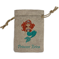 Mermaids Small Burlap Gift Bag - Front (Personalized)