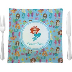 Mermaids Glass Square Lunch / Dinner Plate 9.5" (Personalized)