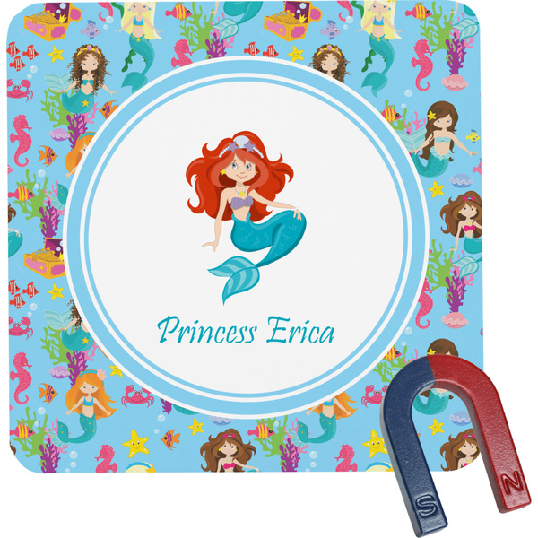 Custom Mermaids Square Fridge Magnet (Personalized)
