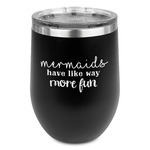 Mermaids Stemless Stainless Steel Wine Tumbler - Black - Double Sided