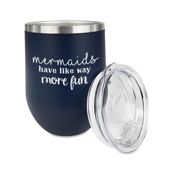 Mermaids Stainless Wine Tumblers - Navy - Single Sided - Alt View