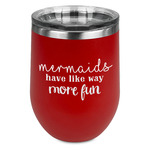 Mermaids Stemless Stainless Steel Wine Tumbler - Red - Single Sided