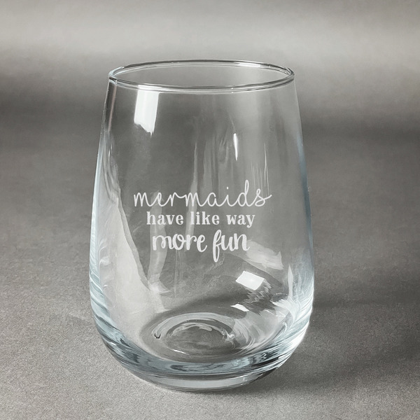 Custom Mermaids Stemless Wine Glass - Engraved