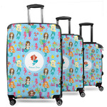 Mermaids 3 Piece Luggage Set - 20" Carry On, 24" Medium Checked, 28" Large Checked (Personalized)