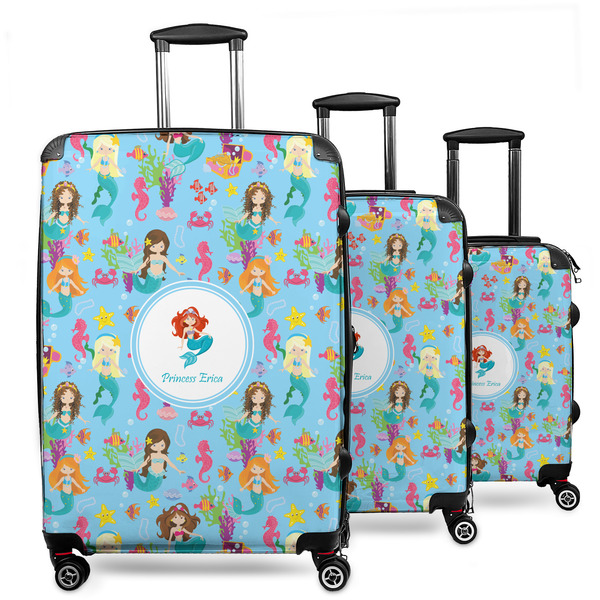 Custom Mermaids 3 Piece Luggage Set - 20" Carry On, 24" Medium Checked, 28" Large Checked (Personalized)