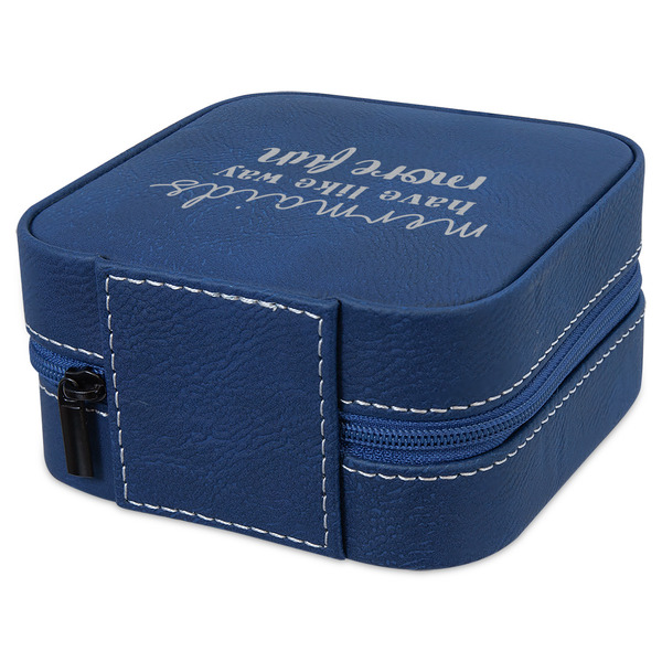 Mermaids Travel Jewelry Boxes - Leather - Navy Blue - View from Rear