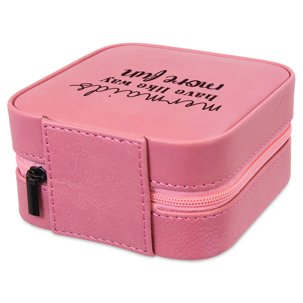 Mermaids Travel Jewelry Boxes - Leather - Pink - View from Rear