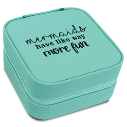 Mermaids Travel Jewelry Box - Teal Leather