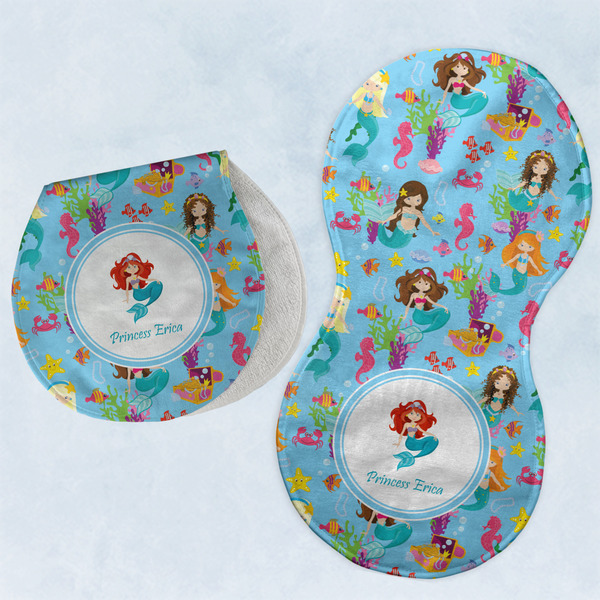 Custom Mermaids Burp Pads - Velour - Set of 2 w/ Name or Text