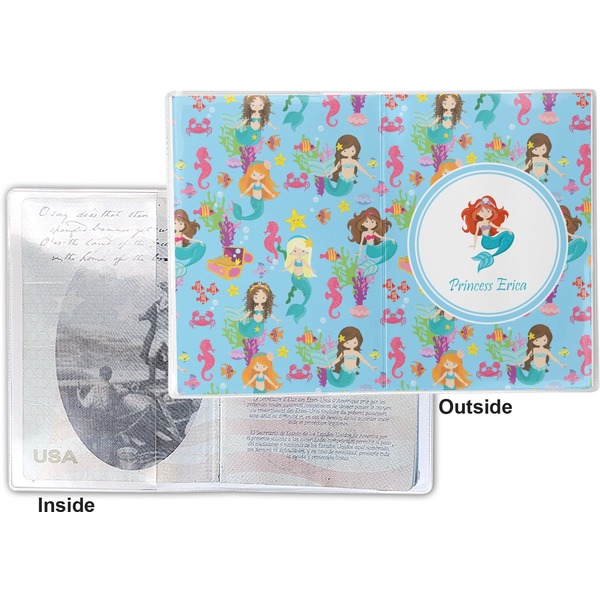 Mermaids Vinyl Passport Holder - Flat Front and Back