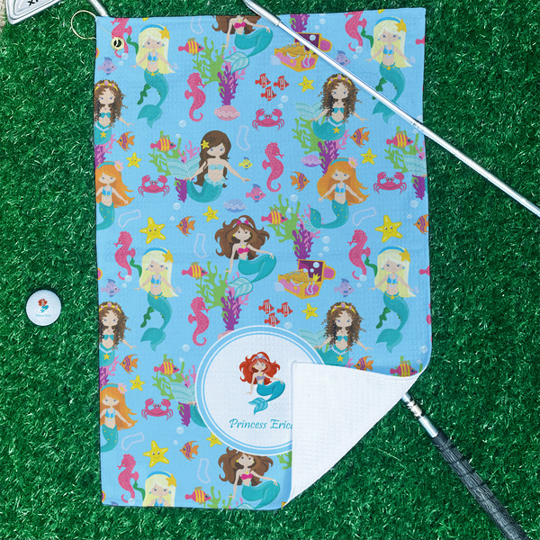 Mermaids Waffle Weave Golf Towel - In Context