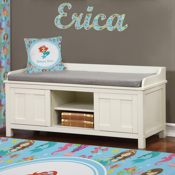 Mermaids Wall Name Decal Above Storage bench