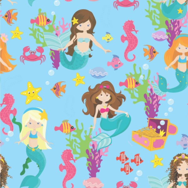 Custom Mermaids Wallpaper & Surface Covering (Water Activated 24"x 24" Sample)