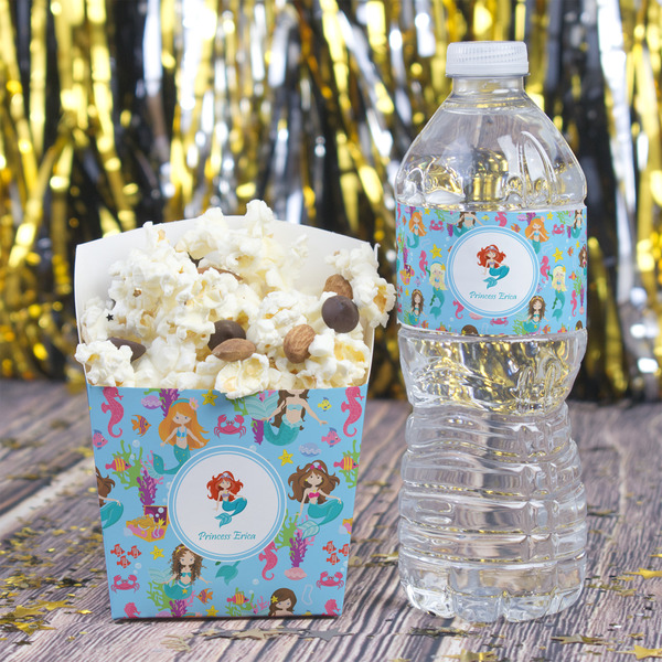 Mermaids Water Bottle Label - w/ Favor Box