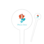 Mermaids 4" Round Plastic Food Picks - White - Single Sided (Personalized)