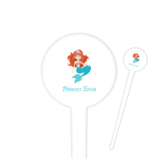 Custom Mermaids 4" Round Plastic Food Picks - White - Double Sided (Personalized)
