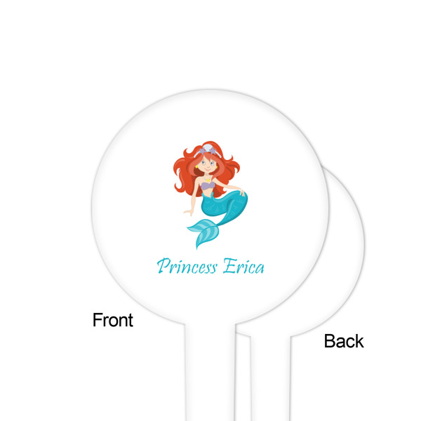 Mermaids White Plastic 4" Food Pick - Round - Single Sided - Front & Back