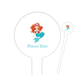Mermaids 6" Round Plastic Food Picks - White - Double Sided (Personalized)