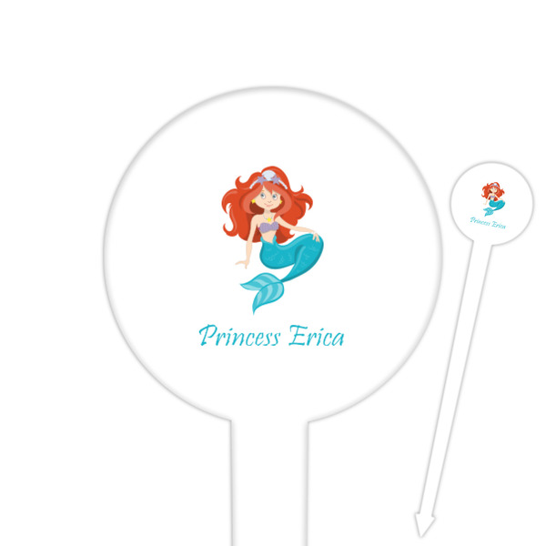 Custom Mermaids 6" Round Plastic Food Picks - White - Double Sided (Personalized)