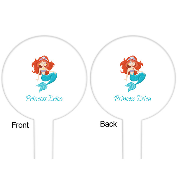 Mermaids White Plastic 6" Food Pick - Round - Double Sided - Front & Back