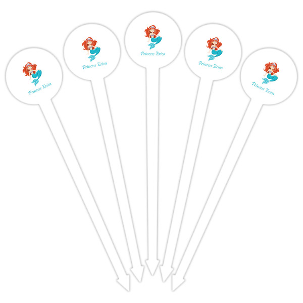 Mermaids White Plastic 6" Food Pick - Round - Fan View